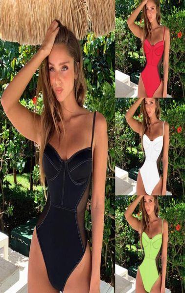 Swimsuit Woman 2019 Maios Sexy Bathing Suit One Piece Swimwear Wholes Condole Neck Bought Supplies Solid Polyester Monokini Swim5121859