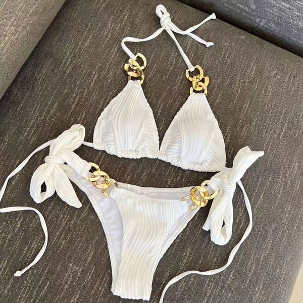 Designer Women&#039;s swimsuit style Swimsuit bikini Chain Hot Girl Pure Desire Suit Bikini Suit Women&#039;s Fashion swimsuit Spotted bandage sexy swimsuit Pad label