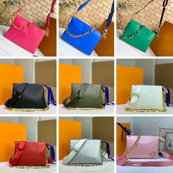 M57790 Luxurys COUSSIN Shoulder Bag Woman Metal Chain Embossing Flower Leather Crossbody Bags Designers Handbags Women Storage Cell Phone