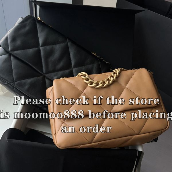 12A All-New Mirror Quality Designer Small Medium 19 Flap Bag 26cm 30cm Womens Lambskin Quilted Bag Luxurys Genuine Leather Handbags Black Purse Shoulder Chain Box Bag