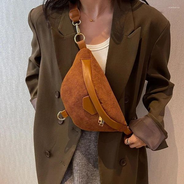 Waist Bags Phone Large Canvas Bag For Simple Fanny Purse Belt Travel Hip Crossbody Banana Pack Casual Corduroy Women