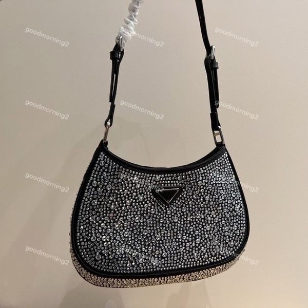 Designer women bag Cleo series Underarm bag Classic Famous Fashion Half Moon handbag 2023 lady Crystal embellishment Shoulder Bags243N