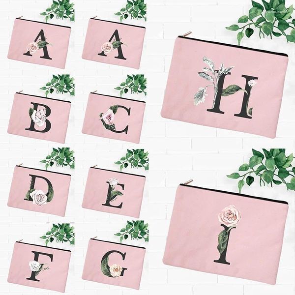 Cosmetic Bags Letter Women Pink Bag Wash Storage Pouch Wedding Party Bride Gifts Bridesmaid MakeUp Case Beauty Toiletries Organizer