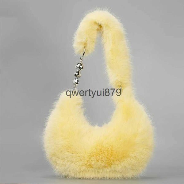 Shoulder Bags Handbags fasion soft plus women soulder bags fluffy Armpit bag luxury faux fur lady andbags warm winter purses 2023H2421