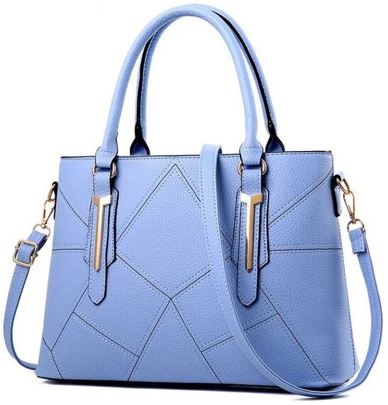 HBP New Casual Plaid Shoulder Bag Fashion Stitching Wild Messenger Female Totes Crossbody Bags Women Leather Handbags Sky Blue188D