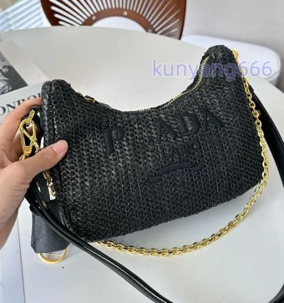 Woman Straw Bags Nylon shoulder bags Hobos Handbags Chain Purses Designer Crossbody Baguettes Lady Small Totes a3