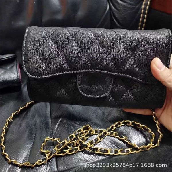 New Caviar Chain Lingge Embroidered Thread Handheld Zero Wallet Women&#039;s One Shoulder Crossbody Bag 50% Off Outlet Store