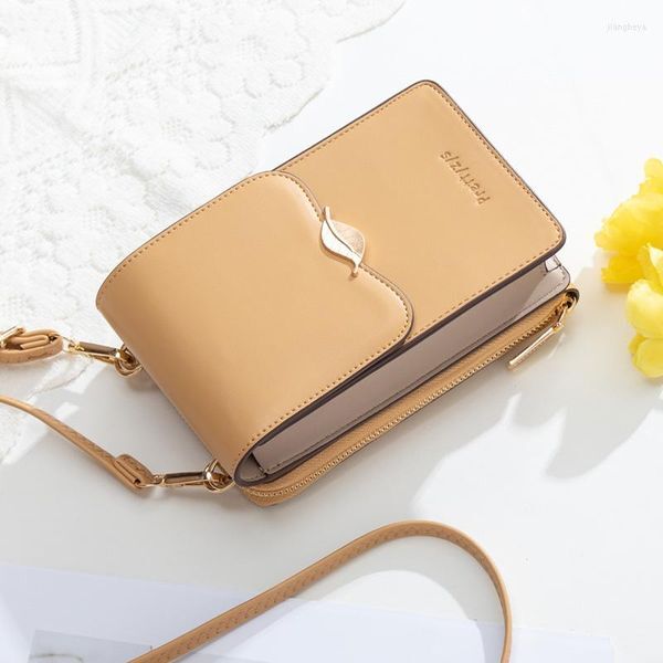 Evening Bags Fashion Women Bag Shoulder Cell Phone Small Crossbody Leaves Hasp Mobile Wallet Purses Gift