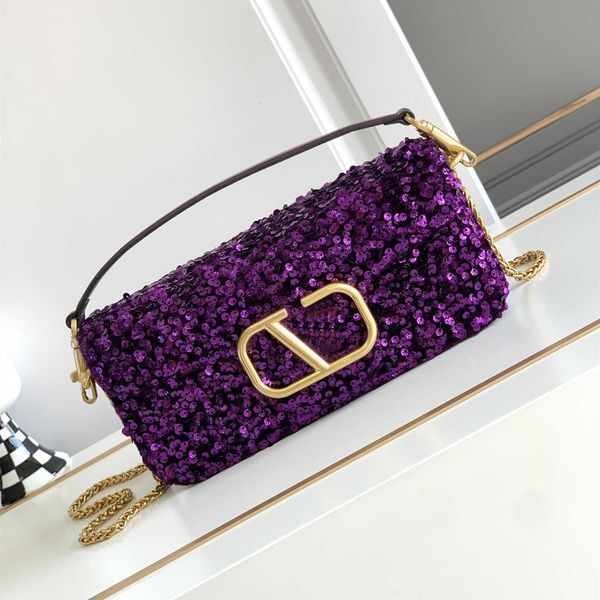 Designer Chain Bag Luxury Leather Shoulder Bag Fashion Classic Glossy Embroidery Beaded Women Crossbody Bag Courier Purse Evening Gown Handbag