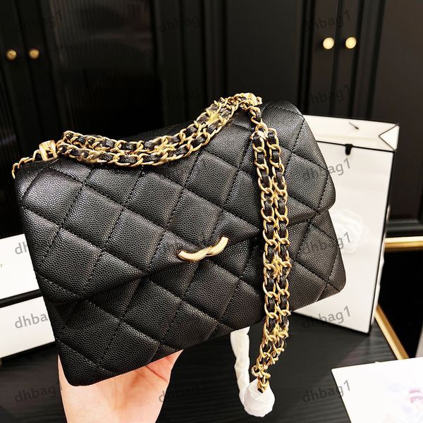 Designer Womens Shoulder Bag Braided Chain Top Handle Tote Matelasse Chain Crossbody Bag Hardware Metal C-Buckle Caviar Bag Fashion Casual Bag Card Clip Bags 19x12cm