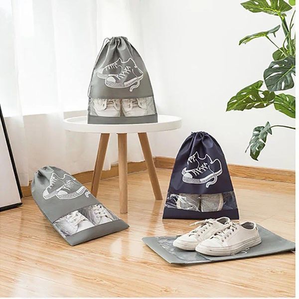 Shopping Bags 500pcs/lot Eco-friendly Custom Dustproof Non Woven Drawstring Storage Gym Sport Travel Shoe Packaging Bag For Business Men