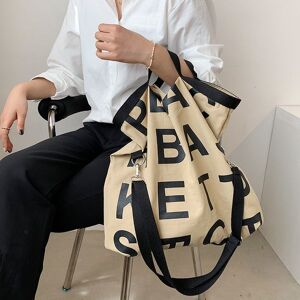 Evening Bags Oversize Canvas Tote Shopper Bag Letter Pattern Luxury Designer High Quality Cotton Shoulder Handbags Large Travel Hand Bag 230410