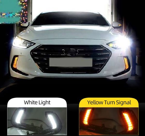 2PCS for Hyundai Elantra 2016 2017 2018 LED car DRL Daytime Running Light Daylight Waterproof Signal lamp car-Styling lights