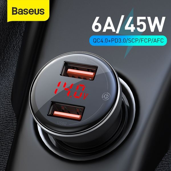 Baseus 45W Quick Charge 4.0 USB Samsung Xiaomi 10 QC 4.0 3.0 PD 3.0 Fast Charging for Phone Car Charger