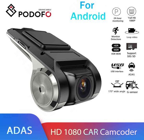 Podofo Dash Cam Car DVR ADAS Dashcam DVRs Video Night Vision HD 720P Auto Recorder for Android Multimedia Player DVD