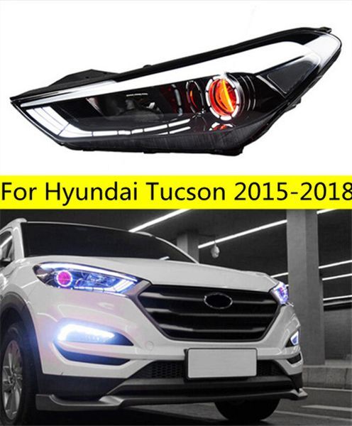 High Beam LED Lights For Hyundai Tucson LED Headlight 15-18 Car Headlights DRL Turn Signal Front Lamp