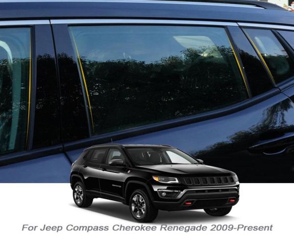 6PCS Car Window Center Pillar Sticker PVC Trim AntiScratch Film For Jeep Compass MP552 Cherokee KL Renegade BU 2009Present8984258