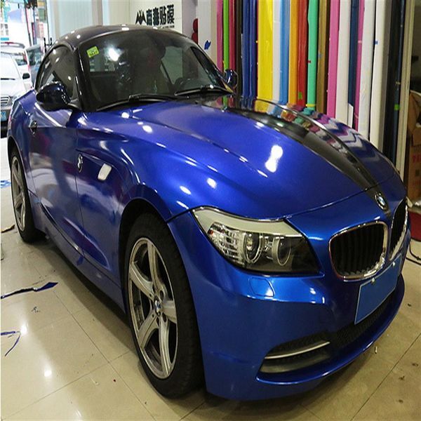 Candy Midnight Candy Gloss Metallic Blue Vinyl Wrap Car Wrap Foils With Air Bubble Glossy Metal Full Car Wrapping Covering239O