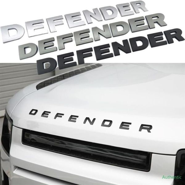 3D Stereo Letters Badge Logo Sticker ABS For Defender Head Hood Nameplate Black Gray Silver Decal Car Styling3776145274K