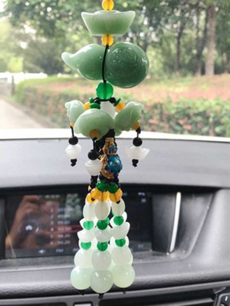 Interior Decorations In and out of Ping An Lvyu lotus gilt trailer accessories small yellow gourd ornaments pendant products car hanging R230228