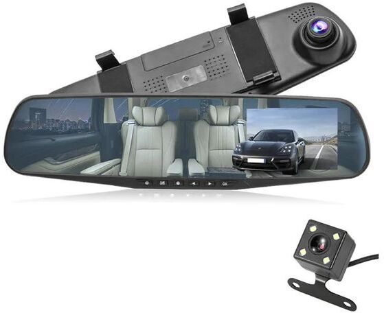 DVRs Car DVR Recorder 2Ch Dashcam Mirror Auto Registrator 4.3 Inches FHD 1080P Front 170° Rear 120° Wide View Angle Gsensor