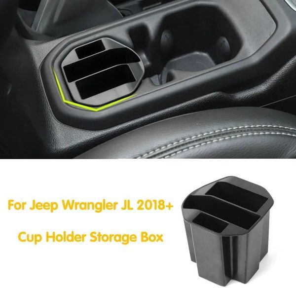 Accessories Black ABS Cup Holder Storage Box Decoration Cover For Jeep Wrangler JL 2018+ Auto Interior Accessories