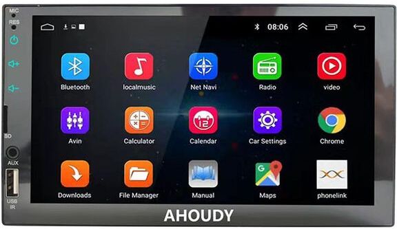 AHOUDY Car Video Stereo 7inch Double Din Car Touch Screen Digital Multimedia Receiver with Bluetooth Rear View Camera Input Apple 205f