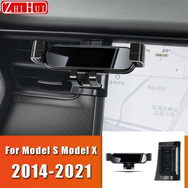 Car Mobile Phone Holder For Tesla Model S Model X 2014-2021 Air Vent Mount Gravity Bracket Stand Auto Accessories For LHD