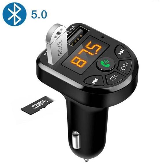 E5 Car Bluetooth 5 0 FM MP3 Player Transmitter Wireless Hands Audio Receiver TF 3 1A USB Fast Charger Car Accessories1271E