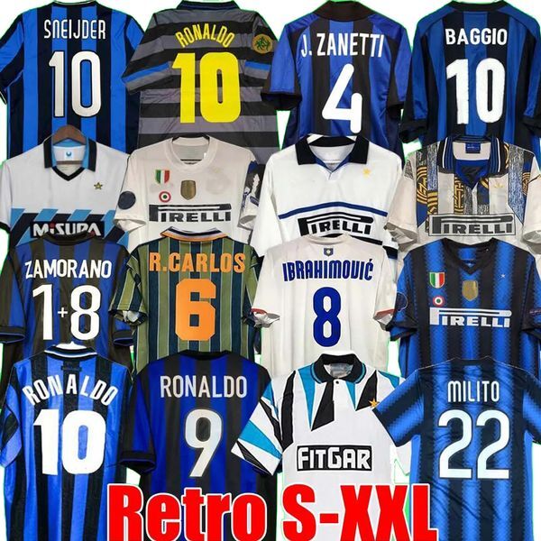 Retro Soccer jersey finals 2009 MILITO SNEIJDER ZANETTI Milan Eto&#039;o Football 97 98 99 95 96 Baggio ADRIANO 10 11 07 08 09 Zamorano RONALDO InTErS Ibrahimovic Cambiasso