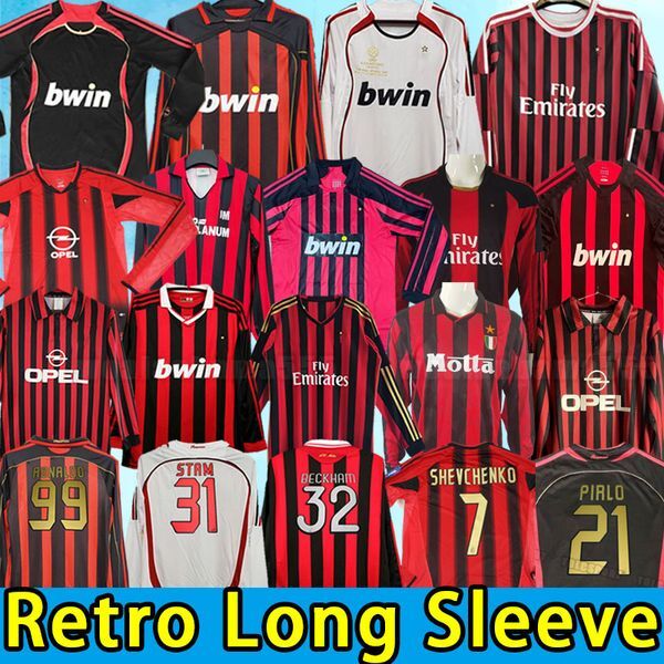 milan retro soccer jerseys Ronaldinho Beckham Maldini Pato Seedorf Inzaghi IBRAHIMOVIC Pirlo vintage long sleeve 06 07 08 09 10 14 15 99 00 88 89 04 05 11 12 2007 2008