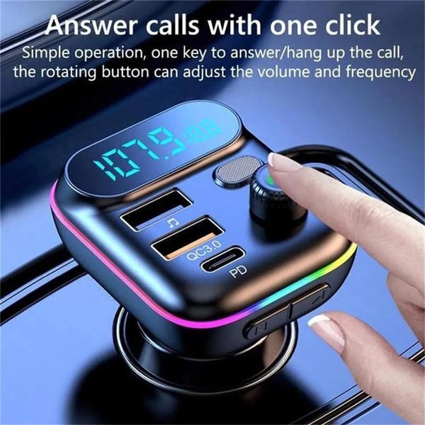 Kit T70 FM Transmitter MP3 Player PD 18W Type C QC3.0 USB Charger Car Wirelesscompatible 5.0 Handsfree Wireless FM Transmitter