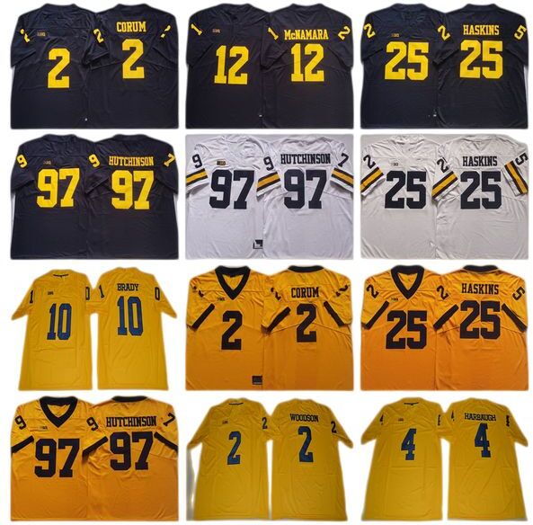 NCAA Michigan Wolverines College Football Jerseys 46 George 2 Corum Mcnamara Haskins 97 Hutchinson 25 Haskins Woodson 10 Tom Brady 21 Desmond Howard Jersey