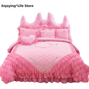 Bedding Sets 100% Cotton Set Duvet Cover Pillowcase Bed Skirt Quilted Padded Warm Princess Winter Home 3-4pcs Gift
