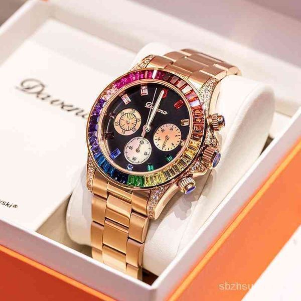 reloj uxury watch Date Gmt X.D Couple Watches DavenaDavena Watch Women&#039;s Genuine Rainbow Luxury Light Minority Top Ten Brands Daytona Quart