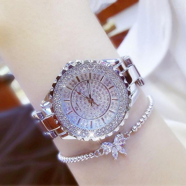 Wristwatches Fashion Elegant Women Watches Stainless Steel Strap Waterproof Ladies Dresses Diamond Quartz Watch Relogio Feminino