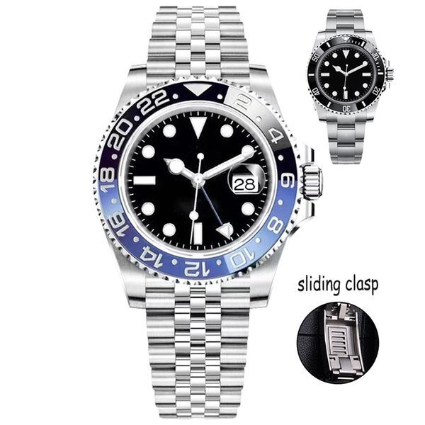 Mens Automatic Mechanical Ceramics Watches 40mm Full Stainless Steel Gliding Clasp Swimming Wristwatches Sapphire Luminous Watch