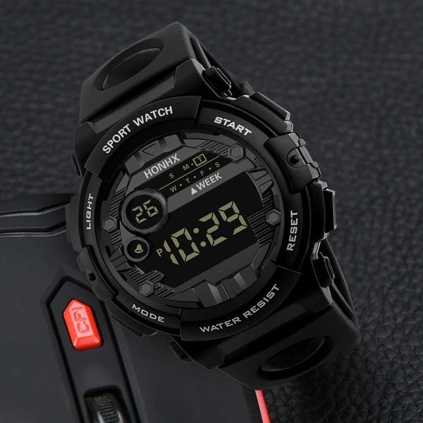 Digital Watches for Men LED Sports Watch Glass Dial 30M Waterproof Resin Strap Wristwatch Montre