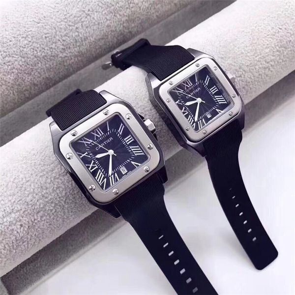 2020 Mens Woman Watches Top Brand Luxury Business Quartz Watch stainless steel rubber Strap Clock Men Waterproof Wristwatch Reloje321e