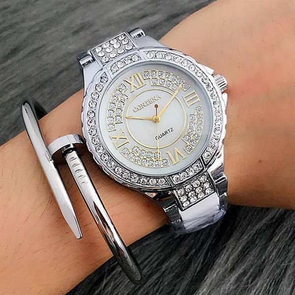 Silver White Ladies Watch Fashion Watches 2021 Simulated-ceramics Women Top Casual Wrist Relogios Wristwatches277C