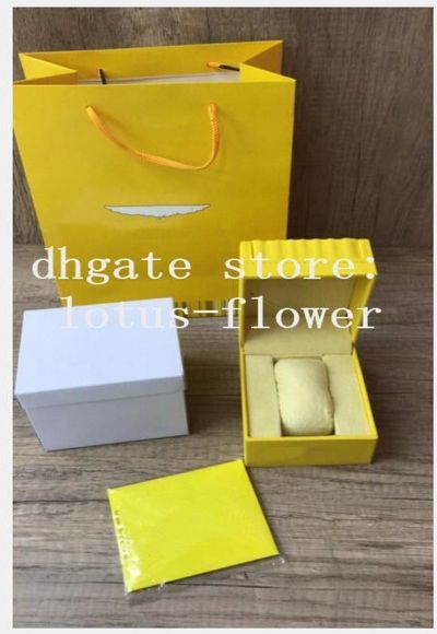 Watch yellow Boxes Square For Luxury Watches Box Whit Booklet Card Tags And Papers In English INV 16232S