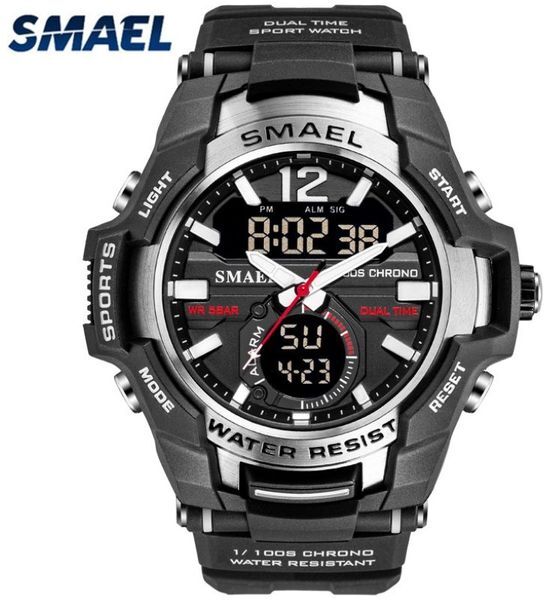 SMAEL New Fashion Dual Time LED Digital Watch Men Waterproof Chronograph Casual Mens Sport Quartz Watches Saat Relogio Masculino 2272K