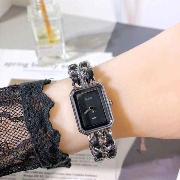 Fashion Women Watches Quartz Movement Silver Gold Dress Watch Lady Square Tank Stainless Steel Case Original Clasp Analog Casual Wristwatch Montre