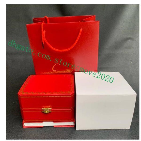 move2020 Whole 202122 Luxury Watch boxes Square Red box For Watches Booklet Card Tags And Papers In English183b