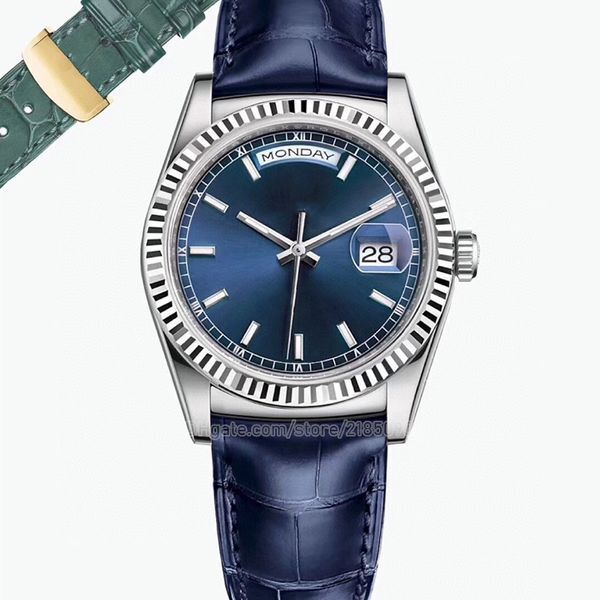 Vintage watch for woman watches mens watchs lady wristwatch 41mm 36mm daydate leather band blue face 904l steel case automatic mechanical movement