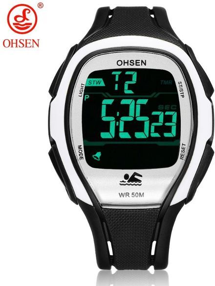 Wristwatches Digital LCD Mens Gifts 50M Diving Rubber Strap Date Alarm Stopwatch White Fashion Outdoor Sport Watch