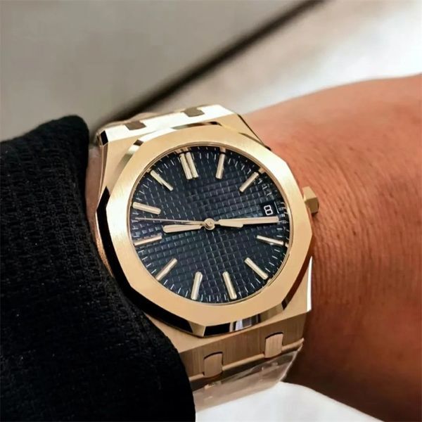 Mens Designer Watch Automatic Movement Watches Oak Hexagon Bezel Screw Ladies 15400st Wristwatch 42mm 904l Stainless Steel Checked