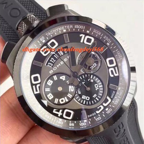 Fashion Luxury watch BRAND NEW AUTHENTIC BOMBERG BOLT 68 QUARTZ CHRONO BLACK PVD RUBBER STRAP WATCH 45mm Men Watches Top Quality278n