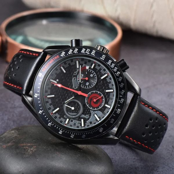 Omeg Wrist Watches for Men 2023 New Mens Watches All Dial Work Quartz Watch High Quality Top Luxury Brand Chronograph Clock Men Fashion accessories leather Belt one 11