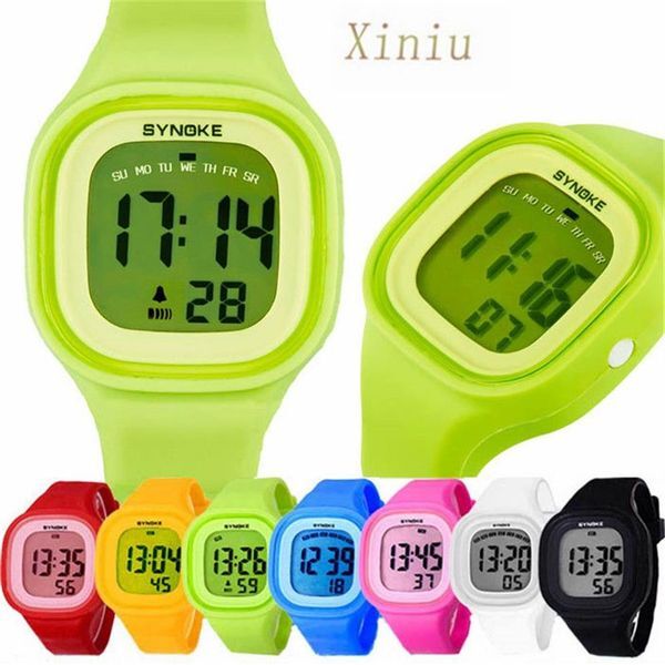 Unisex Silicone LED Light Digital Sport Wrist Watch Kid Women Girl Men Boy Watches Colorful Light Swimming Waterproof Watch237R